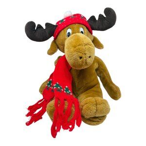Commonwealth Moostletoe Moose Christmas Plush Stuffed Animal Toy 1986 Scarf Hat